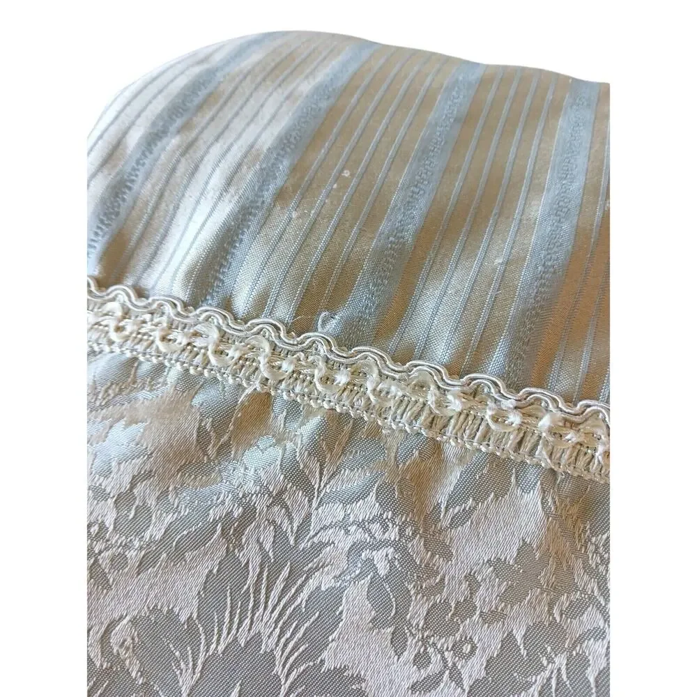 Satin Throw 55 x 47 Baroque LT BLUE Silky Bed Sofa Chair Home Baby Blanket Vntg